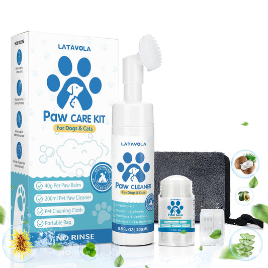 Dog Paw Cleaner Care Kit - Paw Cleaner for Small Medium and Large Breed Dogs & Cats - Dog Paw Pad Balm Heals Dry Paws and Nose Paw Cleaner Spa Grooming Supplies Kit for Dog